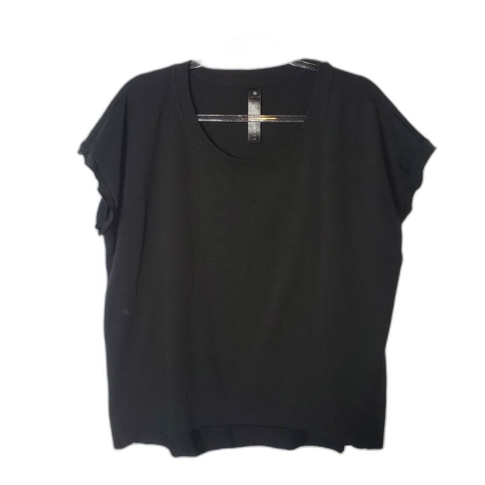 Yogalicious Black Short Sleeve Scoop Neck Top Womens Size Large